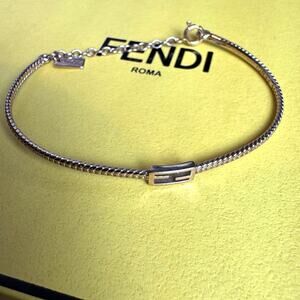 Fendi FF Baguette Gold Tone Bracelet 6.75" MSRP $550 SOLD OUT Authentic CoA Box